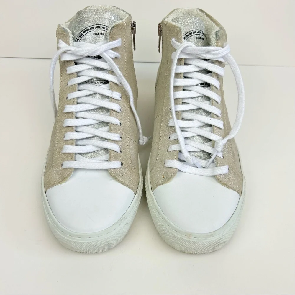 P448 High Top Sneakers Shimmery Gold Leather Size 37 / 7US Made in Italy